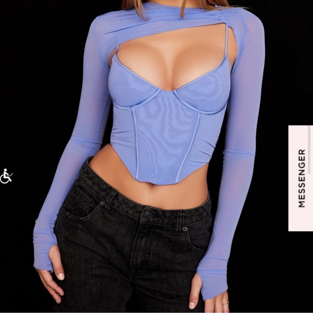 House of CB Asymmetric Cutout Top in Cornflower XS